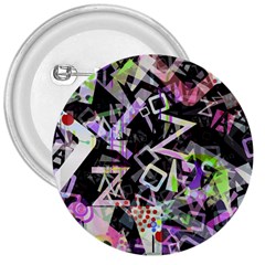 Chaos With Letters Black Multicolored 3  Buttons