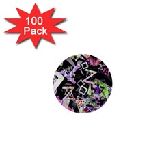 Chaos With Letters Black Multicolored 1  Mini Buttons (100 Pack) 