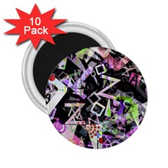 Chaos With Letters Black Multicolored 2 25  Magnets (10 Pack)  by EDDArt