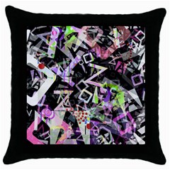 Chaos With Letters Black Multicolored Throw Pillow Case (black) by EDDArt