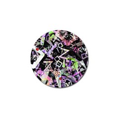 Chaos With Letters Black Multicolored Golf Ball Marker by EDDArt