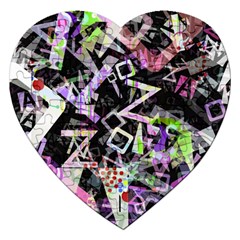 Chaos With Letters Black Multicolored Jigsaw Puzzle (heart) by EDDArt