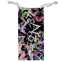 Chaos With Letters Black Multicolored Jewelry Bag by EDDArt