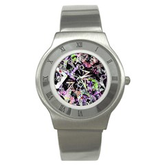 Chaos With Letters Black Multicolored Stainless Steel Watch by EDDArt