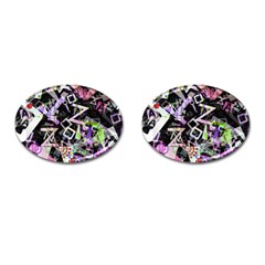 Chaos With Letters Black Multicolored Cufflinks (oval) by EDDArt