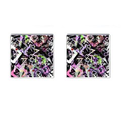 Chaos With Letters Black Multicolored Cufflinks (square) by EDDArt