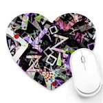 Chaos With Letters Black Multicolored Heart Mousepads Front