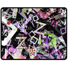 Chaos With Letters Black Multicolored Fleece Blanket (medium)  by EDDArt