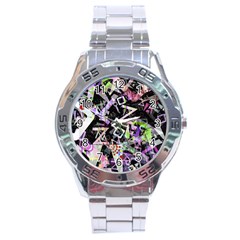 Chaos With Letters Black Multicolored Stainless Steel Analogue Watch by EDDArt