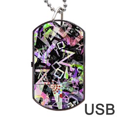 Chaos With Letters Black Multicolored Dog Tag Usb Flash (one Side) by EDDArt