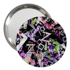 Chaos With Letters Black Multicolored 3  Handbag Mirrors