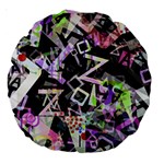 Chaos With Letters Black Multicolored Large 18  Premium Round Cushions Front