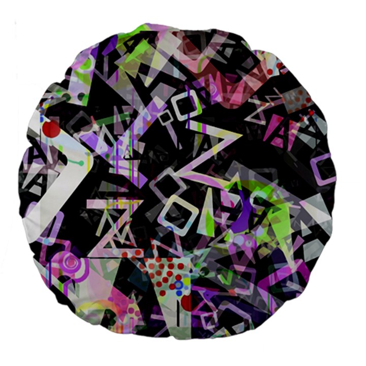 Chaos With Letters Black Multicolored Large 18  Premium Round Cushions