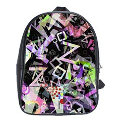 Chaos With Letters Black Multicolored School Bags (xl)  by EDDArt