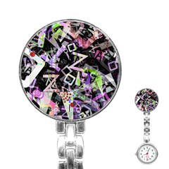 Chaos With Letters Black Multicolored Stainless Steel Nurses Watch by EDDArt