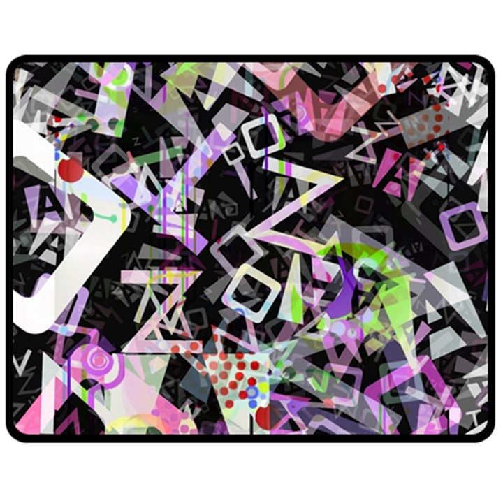 Chaos With Letters Black Multicolored Double Sided Fleece Blanket (Medium) 