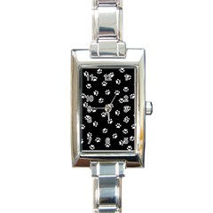 Footprints Cat White Black Rectangle Italian Charm Watch by EDDArt