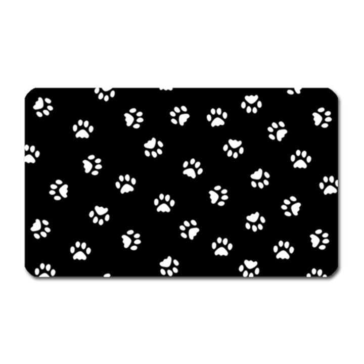 Footprints Cat White Black Magnet (Rectangular)