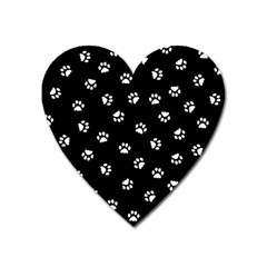 Footprints Cat White Black Heart Magnet by EDDArt