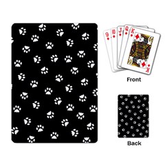 Footprints Cat White Black Playing Card by EDDArt