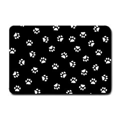 Footprints Cat White Black Small Doormat  by EDDArt