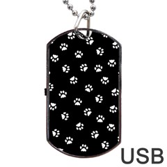 Footprints Cat White Black Dog Tag Usb Flash (two Sides) by EDDArt