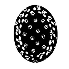 Footprints Cat White Black Ornament (oval Filigree) by EDDArt