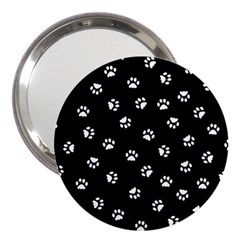 Footprints Cat White Black 3  Handbag Mirrors by EDDArt