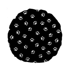 Footprints Cat White Black Standard 15  Premium Round Cushions by EDDArt