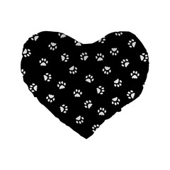 Footprints Cat White Black Standard 16  Premium Heart Shape Cushions by EDDArt