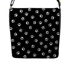 Footprints Cat White Black Flap Messenger Bag (l)  by EDDArt