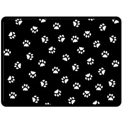 Footprints Cat White Black Double Sided Fleece Blanket (large)  by EDDArt