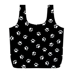 Footprints Cat White Black Full Print Recycle Bags (l)  by EDDArt