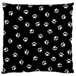 Footprints Cat White Black Large Flano Cushion Case (Two Sides) Front