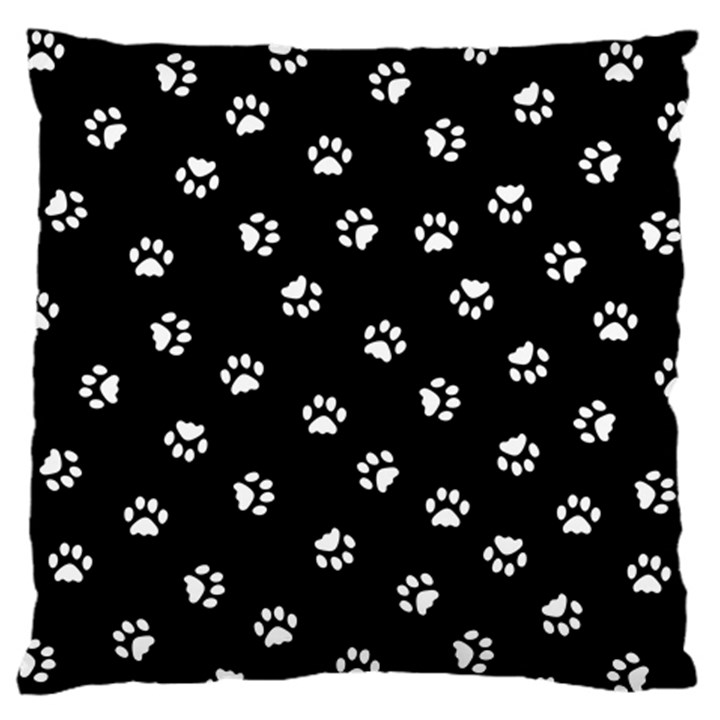 Footprints Cat White Black Large Flano Cushion Case (Two Sides)