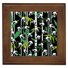 Satisfied And Happy Panda Babies On Bamboo Framed Tiles by EDDArt