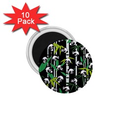 Satisfied And Happy Panda Babies On Bamboo 1 75  Magnets (10 Pack)  by EDDArt