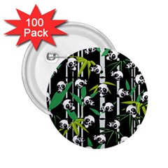 Satisfied And Happy Panda Babies On Bamboo 2 25  Buttons (100 Pack)  by EDDArt