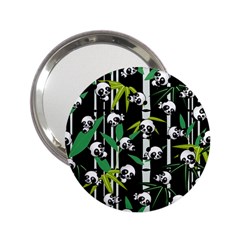 Satisfied And Happy Panda Babies On Bamboo 2 25  Handbag Mirrors by EDDArt