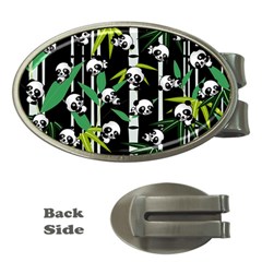 Satisfied And Happy Panda Babies On Bamboo Money Clips (oval)  by EDDArt