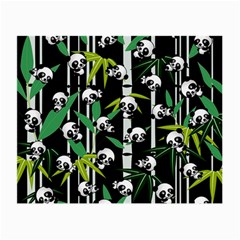 Satisfied And Happy Panda Babies On Bamboo Small Glasses Cloth by EDDArt