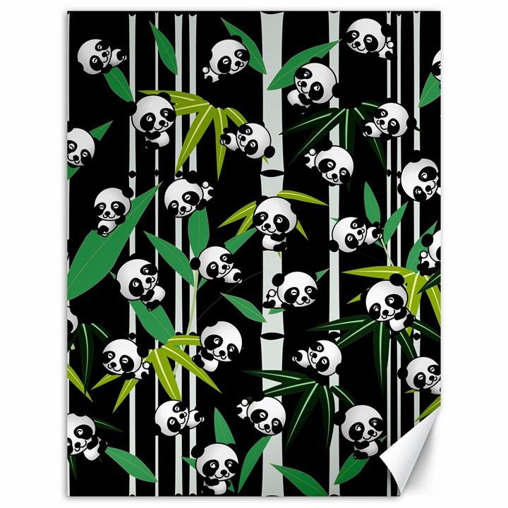 Satisfied And Happy Panda Babies On Bamboo Canvas 12  x 16  