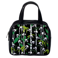 Satisfied And Happy Panda Babies On Bamboo Classic Handbags (one Side) by EDDArt