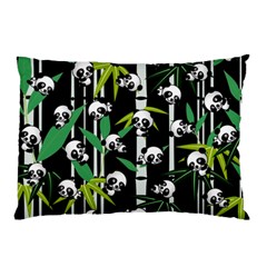 Satisfied And Happy Panda Babies On Bamboo Pillow Case by EDDArt