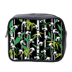 Satisfied And Happy Panda Babies On Bamboo Mini Toiletries Bag 2-side by EDDArt