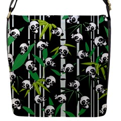 Satisfied And Happy Panda Babies On Bamboo Flap Messenger Bag (s) by EDDArt