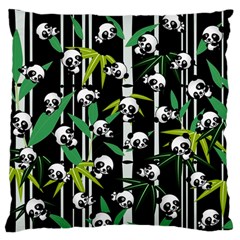 Satisfied And Happy Panda Babies On Bamboo Standard Flano Cushion Case (one Side) by EDDArt