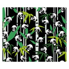 Satisfied And Happy Panda Babies On Bamboo Double Sided Flano Blanket (small)  by EDDArt