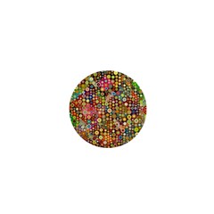 Multicolored Retro Spots Polka Dots Pattern 1  Mini Buttons