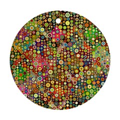 Multicolored Retro Spots Polka Dots Pattern Ornament (round) by EDDArt